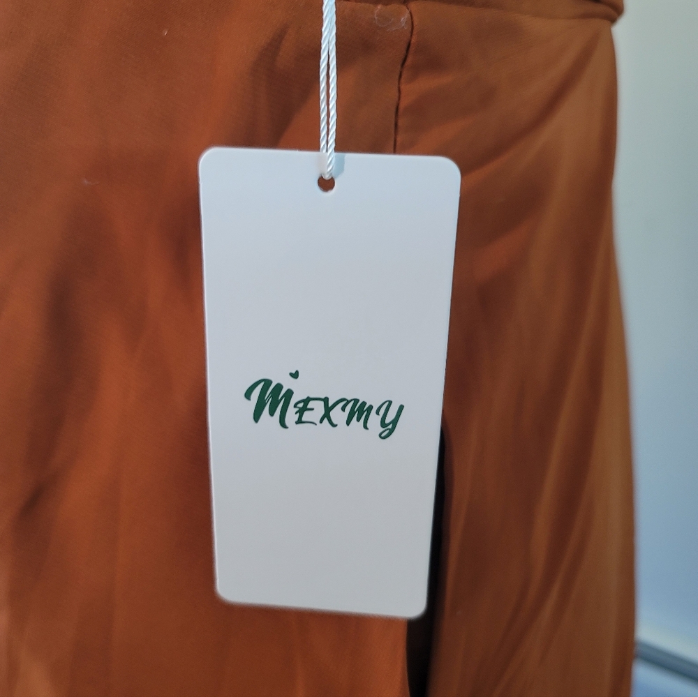 NWT Mexmy Chiffon Rust / Pumpkin Evening Dress Size 16W - Picture 2 of 4